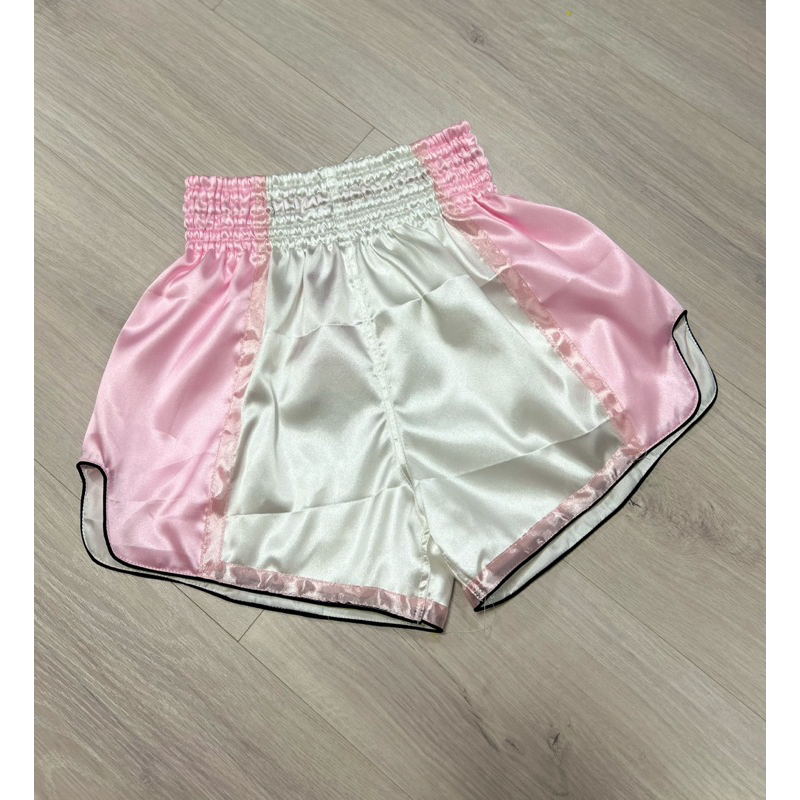 Quần tập thể thao, quần muay thai, boxing, MMA quần võ trắng mix hồng (local brand VN)