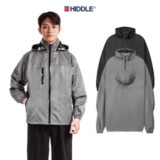 Áo khoác gió nam có mũ tháo rời được HIDDLE 2 lớp màu đen,xám,xanh kháng nước cản gió| H7-AK11