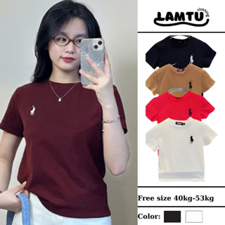 Áo thun babytee nữ thêu hình ngựa, áo phông baby tee cổ tròn tay ngắn chất cotton zip Lâm Tú