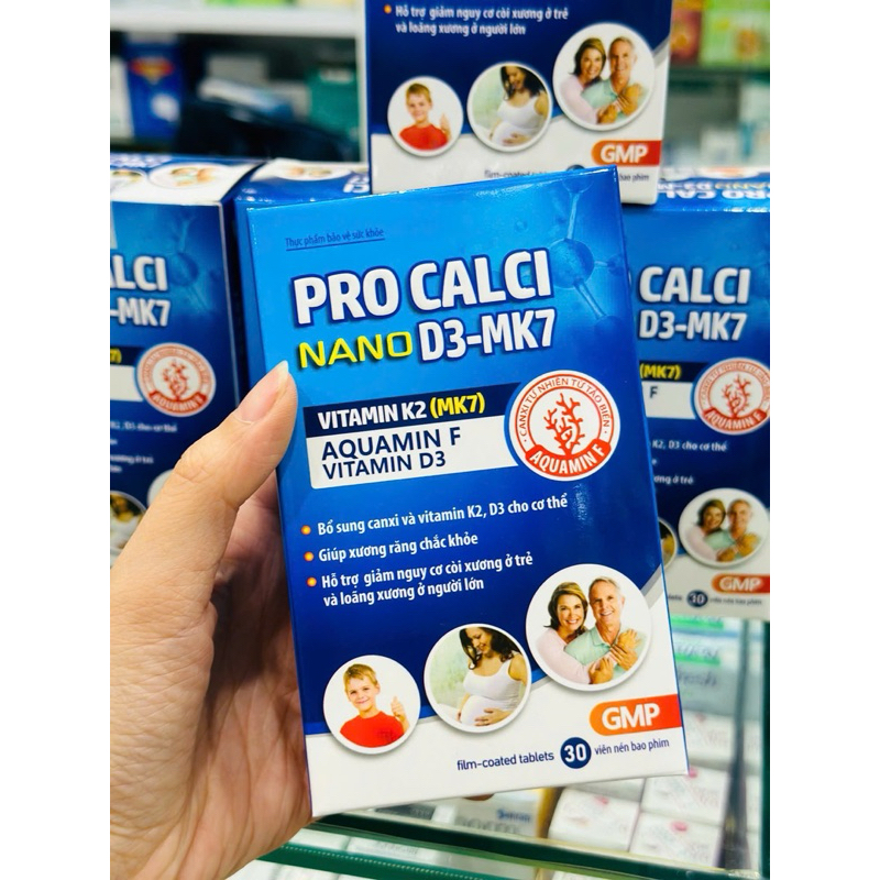 Canxi hữu cơ cao cấp Pro Calci Nano D3-MK7 hỗ trợ bổ sung canxi cho cơ thể, không gây táo bón