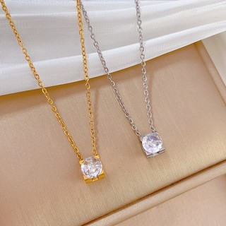 Dây Chuyền Nữ Mặt Đá Vuông Nhỏ Xinh Bilyshop Titan Ko Đen TT 0206 An Toàn Cho Sức Khỏe