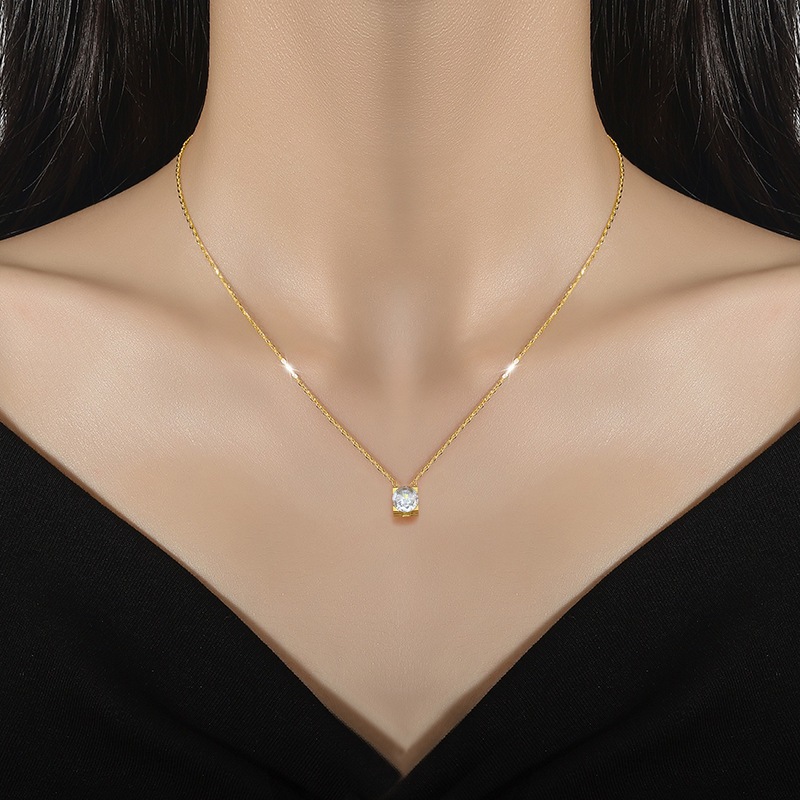 Dây Chuyền Nữ Mặt Đá Vuông Nhỏ Xinh Bilyshop Titan Ko Đen TT 0206 An Toàn Cho Sức Khỏe