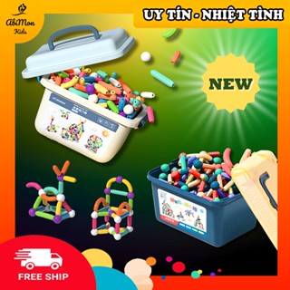 🌻 Bộ Đồ Chơi Xếp Hình Nam Châm Montessori Cho Bé (Sticks - 72 chi tiết) ☘️ chất liệu nhựa an toàn, hộp đựng cứng cáp 💖