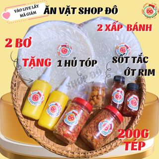COMBO phơi sương đủ vị (2 Bánh tráng + tặng Tóp mỡ +2 chai Bơ + 2 Ruốc hành phi)ăn vặt shop đô