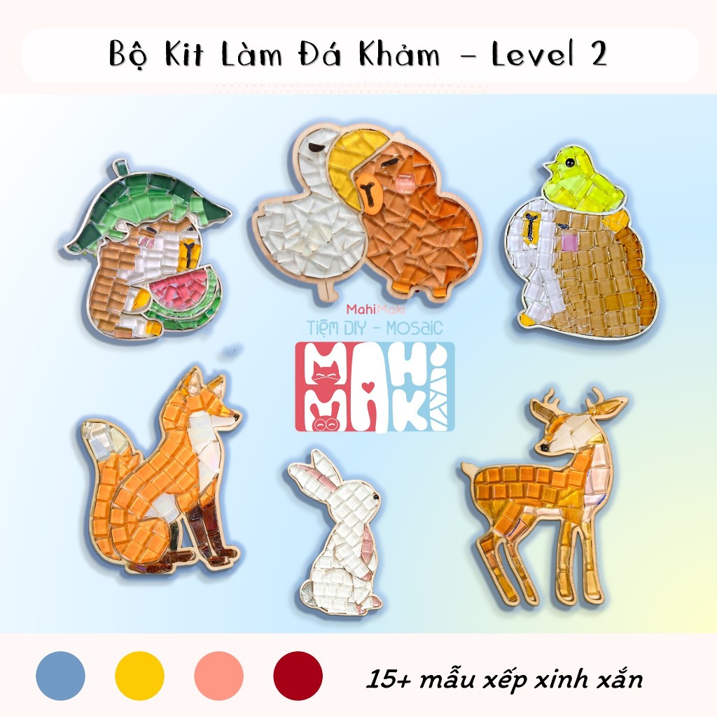 [HCM - Có sẵn] Kit DIY đá khảm mosaic trang trí Capybara dễ thương, quà tặng lót ly giúp giải trí, t
