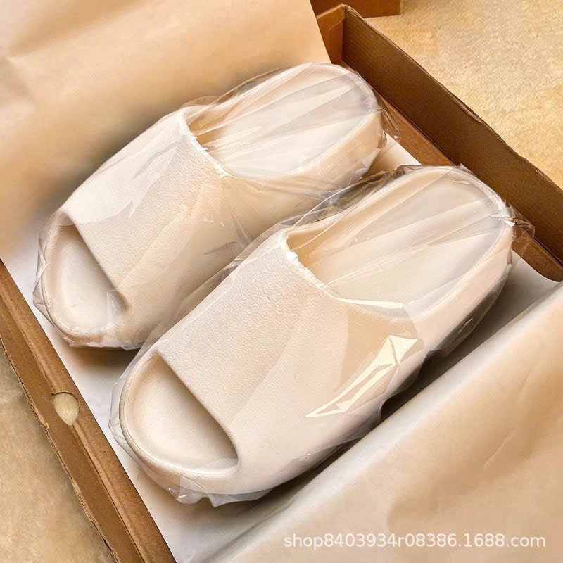 Dép yz slide kem bản vân nhám nam nữ, Dép bánh mì Yeezy slide đủ size nam nữ