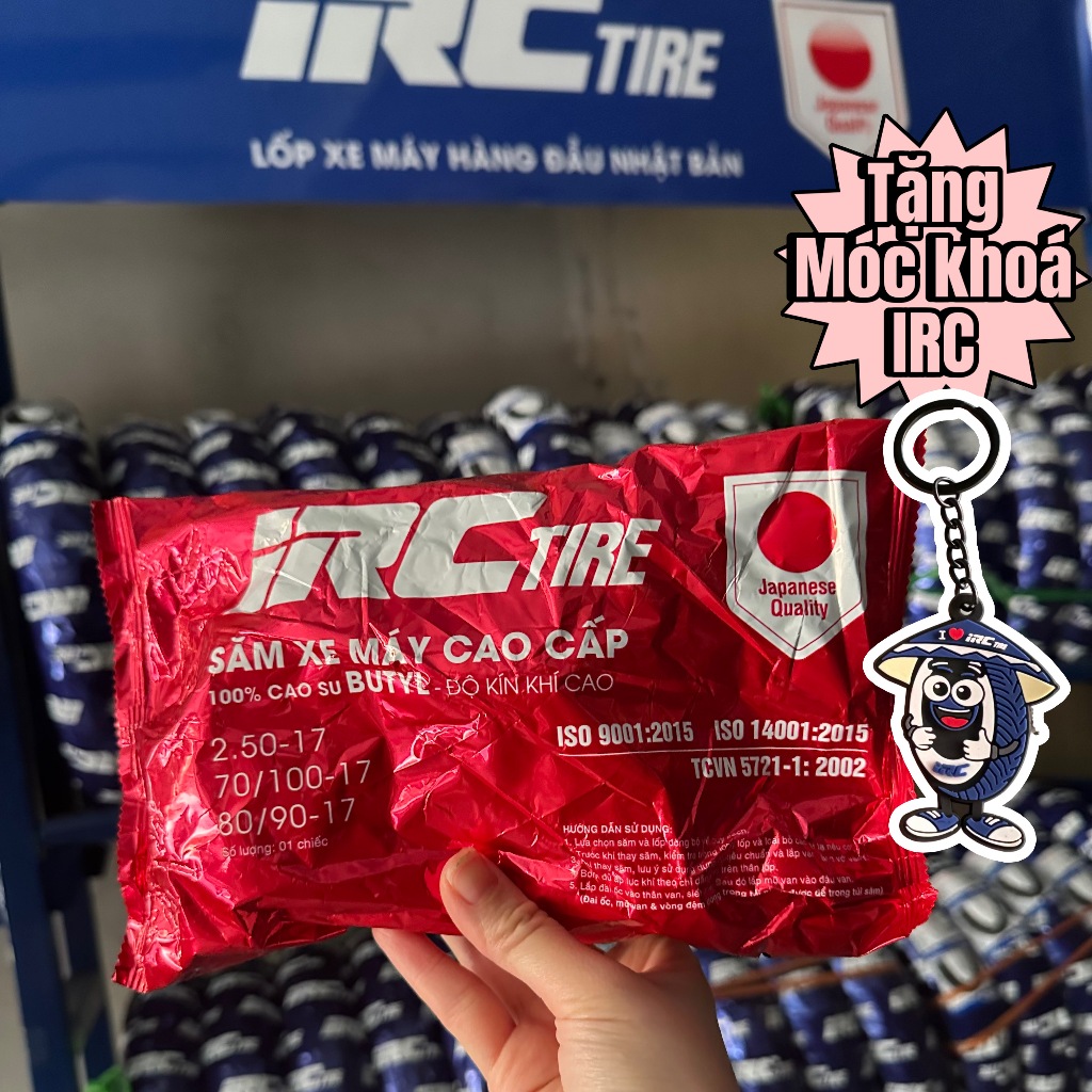 (Ruột) Săm Xe Máy Cao cấp IRC - Siêu kín khí -100% Cao su Butyl