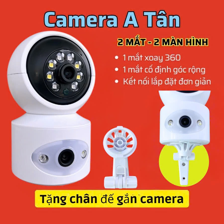Camera Yoosee 2 Mắt Xem 2 Màn Hình 09b Cùng Lúc xoay 360 Độ,Xem Đêm Có Màu