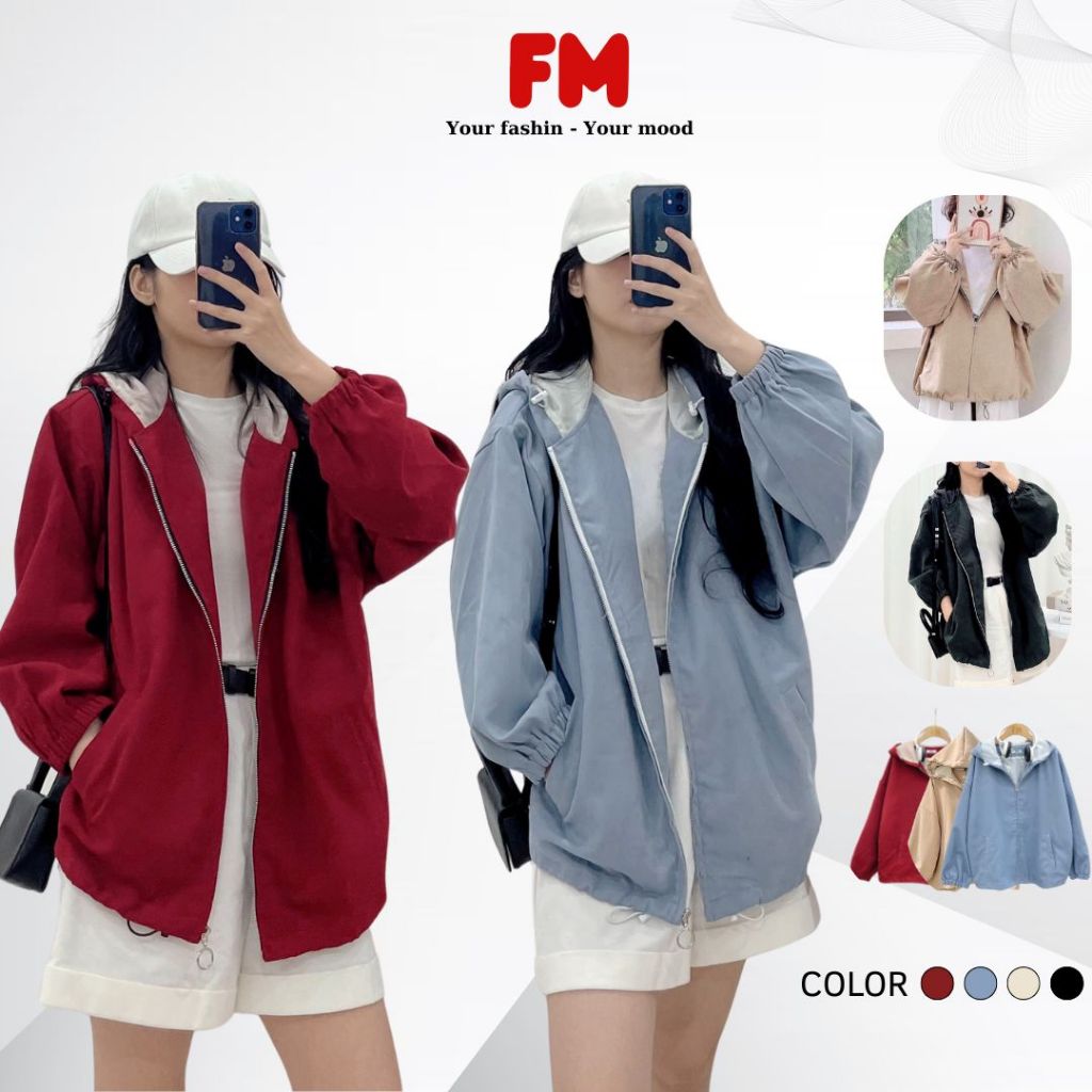 Áo khoác nữ form rộng FMSTYLE có mũ bigsize chất nỉ cao cấp chống nắng chống gió phong cách trẻ trung 207070008