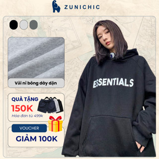 Áo Khoác Hoodie Essentials Nam Nữ, Form Rộng Unisex Chất Nỉ Bông Dày Màu Đen HDAS 908 Unichic