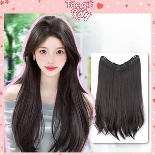Tóc giả kẹp xoăn sóng Highlight xám khói ❤️Koty ❤️ tóc giả kẹp phím nửa đầu line xám cho nữ