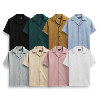 Áo sơ mi basic TOPGU vải Đũi Nhật thoáng mát, Sơ mi Cuban Shirt Đũi không nhăn, form regular