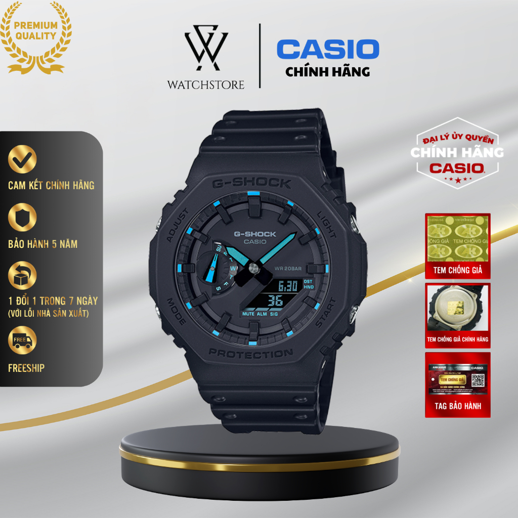 Đồng Hồ Điện Tử Nam Casio G-Shock WATCHSTORE GA-2100-1A2DR Thiết Kế Mặt Kính Khoáng Tròn 45.4mm, Vỏ 