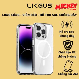 Ốp Likgus trong suốt chống ố hỗ trợ sạc không dây IPhone 17Promax 17Pro 17Air 16 15 14  13 12 11