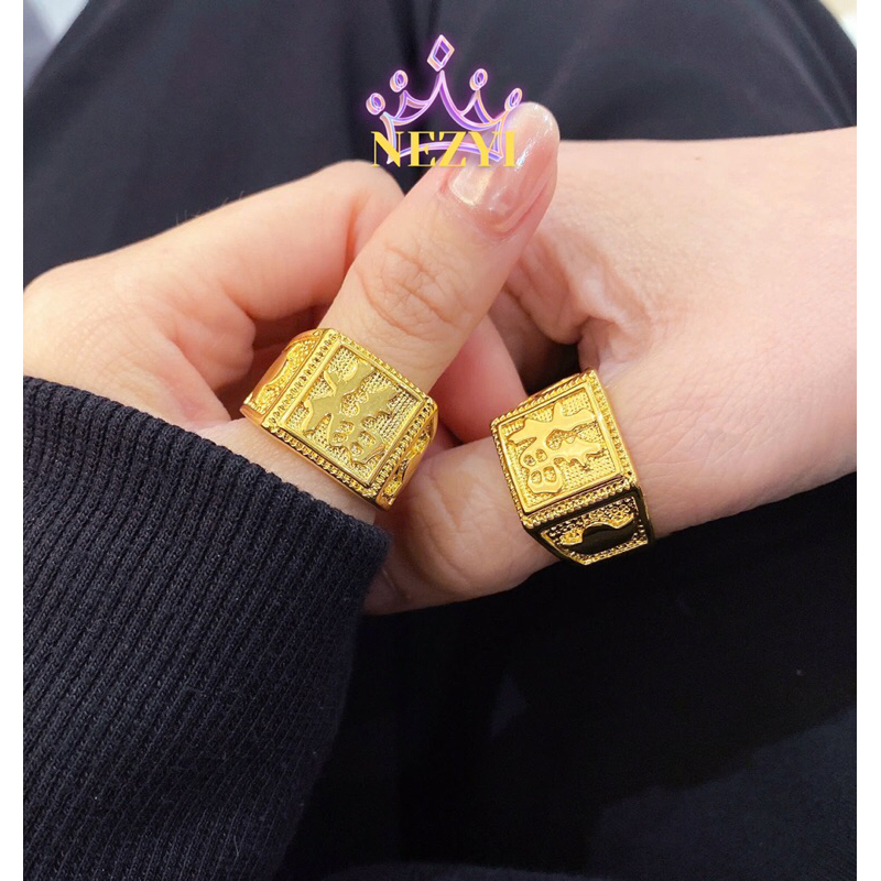 Nhẫn nam chữ phúc mạ vàng cao cấp NEZYI