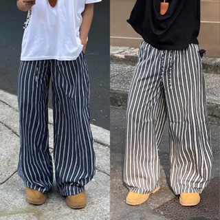 Quần jean lưng thun dài Nam Kẻ Sọc ống rộng lưng chun vải jeans chống nhăn dáng suông  FAFIC STUDIO