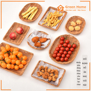 Khay Nhựa Gỉa Mây Dùng Để Đựng Hoa Qủa Bánh Kẹo Decor, Để Đồ Cho Quán Ăn, Nhà Hàng