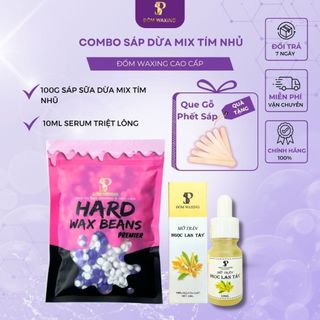   CHE TÊN SP Combo 300Gr Sáp Wax Lông Tím Nhũ ̃ Mix Sữa Dừa ĐỐM WAXING Chuyên Wax Bikini Nách + Mỡ Trăn NLT 