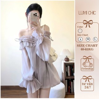 Váy Trễ Vai CIRA Tay Phồng Bèo Nhún, Áo Trễ Vai Tơ Bồng Xếp Ly Nữ Tính LUMI CHIC