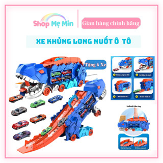 Đồ Chơi Xe Khủng Long Nuốt Ô Tô Đường Ray Xe Hơi, Đồ Chơi Biến Hình Xe Khủng Long Đầy Màu Sắc