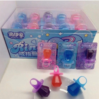  Sỉ hộp 30 vỉ kẹo mút nhẫn kim cương mix vị nhiều màu Jolly kẹo mút nhẫn siêu to 