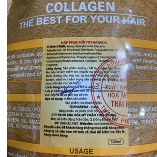 Kem ủ tóc, dầu hấp chứa tinh dầu thiên nhiên phục hồi siêu mềm mượt Tophaneda Color 500ml