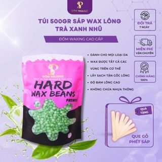   CHE TÊN SP Túi 500GR Sáp Wax Lông Nóng Trà Xanh Nhũ Cao Cấp ĐỐM WAXING Siêu Bám Lông Mùi Thơm Trà Xanh Tặng Que Gỗ 