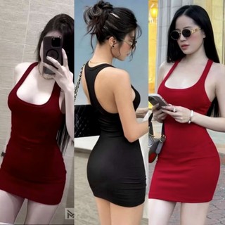 🛒 Đầm Sát Nách Ba Lỗ Cổ Vuông Hở Lưng Basic - Ngắn Ôm Body Sexy - Tiểu Thư Bánh Bèo Cute Sang Chảnh Đi Chơi Tôn Dáng