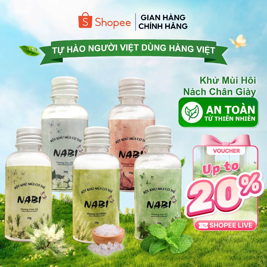 Bột Khử Mùi Hôi Nách,Khử Mùi Hôi Chân Nabi - Giảm Mồ Hôi, Khử Mùi Tự Nhiên