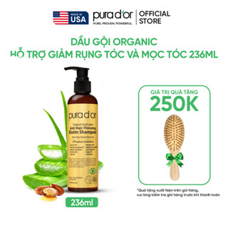 Combo dầu gội dầu xả hữu cơ hỗ trợ giảm rụng tóc, hỗ trợ mọc tóc Biotin Gold Label Pura D'or 236ml/473ml Organic
