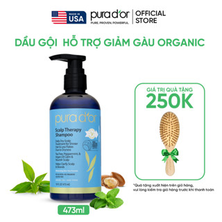 Dầu gội hữu cơ  kiềm dầu, giảm gàu nuôi dưỡng da đầu PURA D'OR Scalp Therapy 473ml