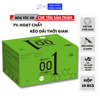 Bao cao su OiO xanh kéo dài thời gian, bcs  chống xuất tinh sớm, bcs siêu mỏng nhiều gel bôi trơn hộp 10 bcs