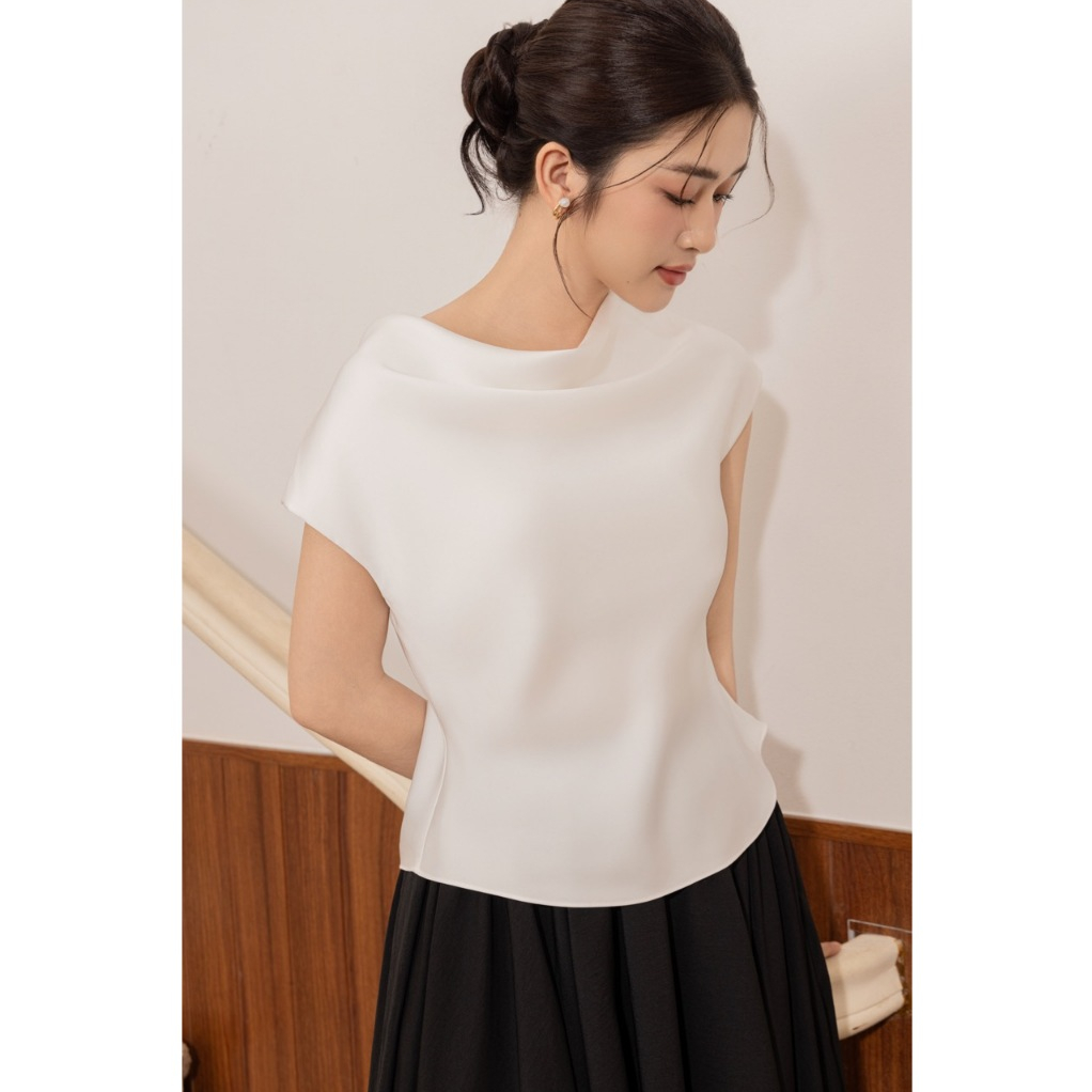 ELEANOR ÁO LỤA CỔ ĐỔ CHIẾT EO - DIARA TOP