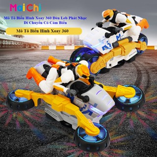 Xe Mô Tô Biến Hình Xoay 360 Đèn Leb Phát Nhạc, Di Chuyển Có Cảm Biến ,Quà tặng Cho Bé Trai