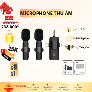 Micro Thu Âm Lọc tiếng ồn, Bluetooh Không Dây Cài Áo, pin trâu thu âm xa trên 20m