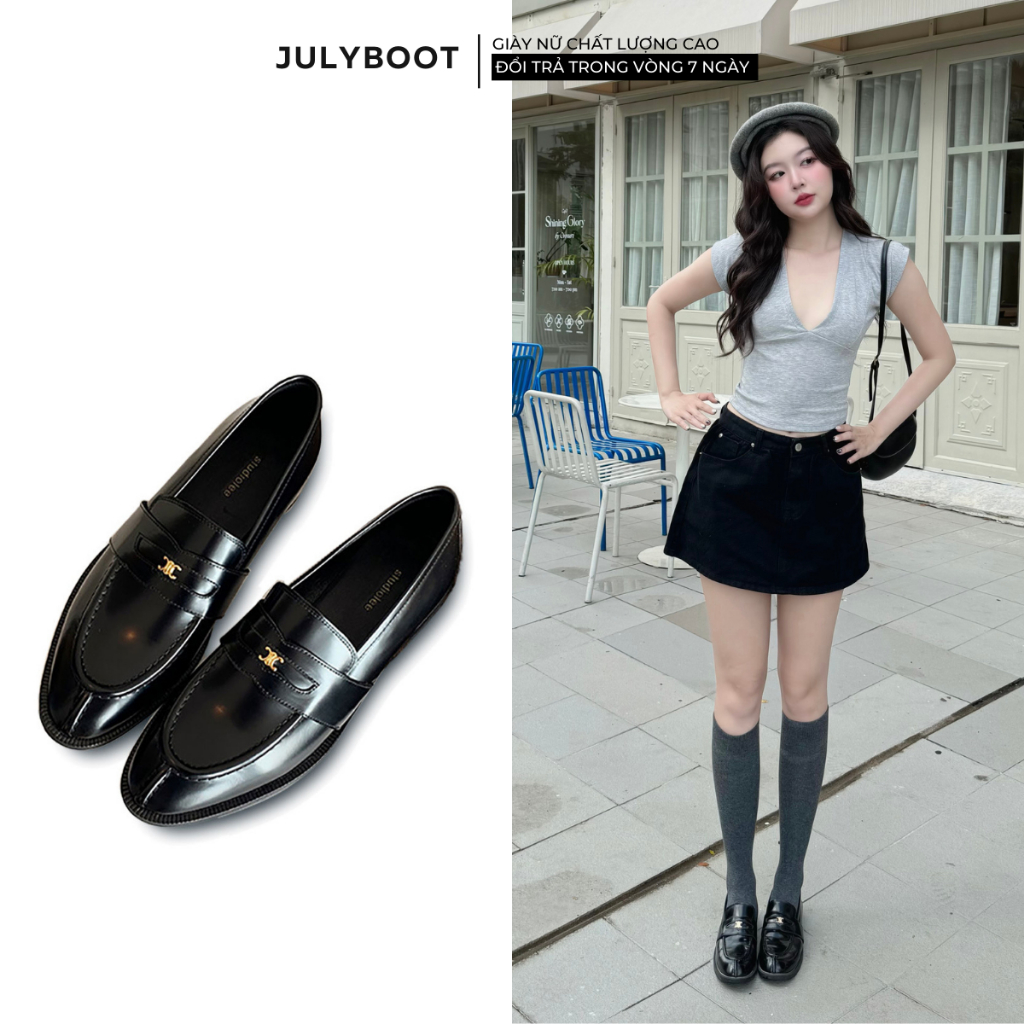  Puppis loafer - Giày đốc Form ôm chân da nữ oxford cao cấp Chất liệu PU ôm chân tôn dáng đế thấp pup 