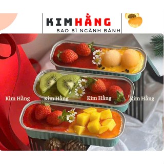 100 Hộp thiếc chữ nhật 200ml nướng bánh , hộp đựng tiramisu -mousse có nắp ( màu ngẫu nhiên )