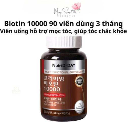 Viên Uống Biotin 10000 Nutri D-Day Hàn Quốc Hỗ Trợ Mọc Tóc Nhanh, Hộp 90 Viên
