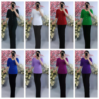 Bộ Lẻ (Áo Bà Ba Tay Lỡ + Quần Đen Ống Rộng)