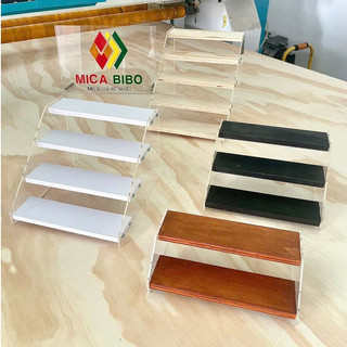  "Kệ trưng bày mỹ phẩm hình thang acrylic để bàn hộp lưu trữ gỗ đẹp và tiện lợi."2 3 4 5 tầng 