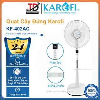 Quạt Cây Đứng Karofi KF-402AC Động Cơ 60W 10 cánh Kép Có Remote Hàng Chính Hãng 