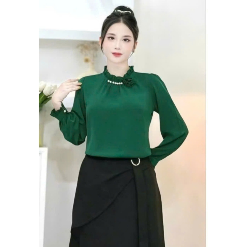 ÁO KIỂU ĐÍNH HOA HỒNG ĐỦ SIZE F55