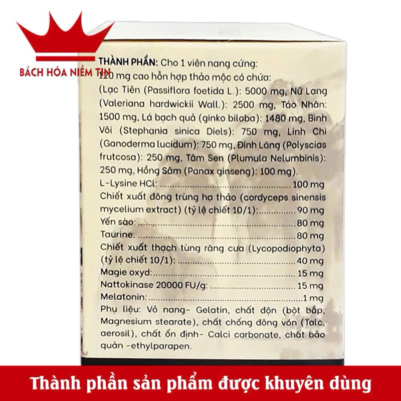 Viên uống Dưỡng Tâm An Thần Ngủ Ngon - giúp dễ ngủ, ngủ sâu giấc - thành phần thảo dược an toàn khi sử dụng -Hộp 30 viên