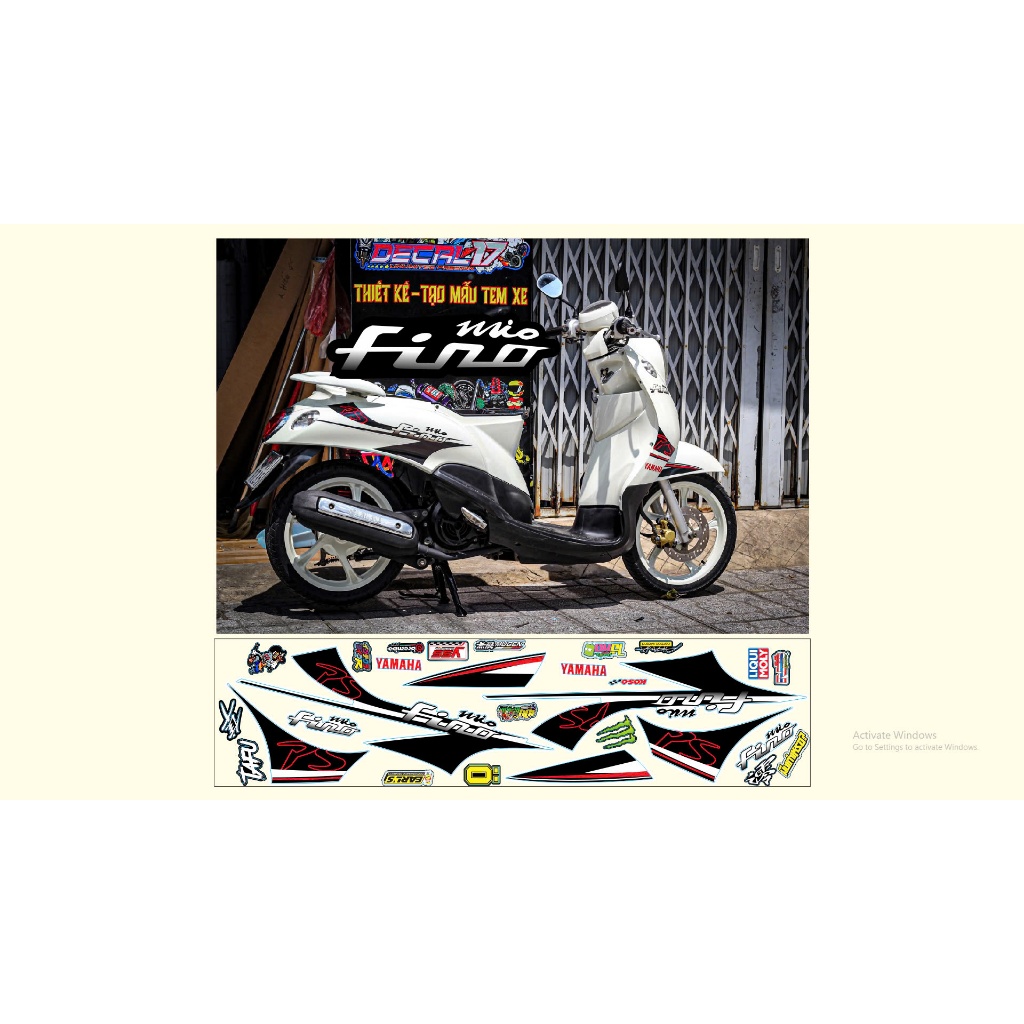 NHÃN DÁN TEM RỜI MIO FINO TRẮNG DECAL 3 LỚP CHỐNG NƯỚC ĐỘ BÁM DÍNH CAO