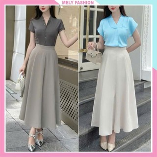  Chân váy dáng dài công sở dài 85cm chữ A có túi 2 bên chất liệu trượt hàn cao cấp-HVS-- mã 403 