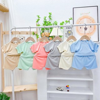   SA176 Mềm Mát Rẻ  Sỉ Bộ Cộc Tay Thun Lạnh Trơn Không Họa Tiết Minky Moon Cho Bé Trai Bé Gái 