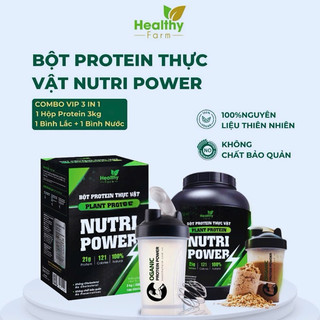  BỘT PROTEIN THỰC VẬT  Nutri Power   Hộp 3KG Tặng 1 Bình Lắc + 1 Bình Nước Cao Cấp   