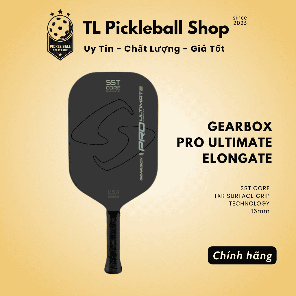 Vợt Pickleball Gearbox Pro Ultimate và Hyper 16mm Cao Cấp – Chính Hãng Lõi Carbon SST – Chính Hãng