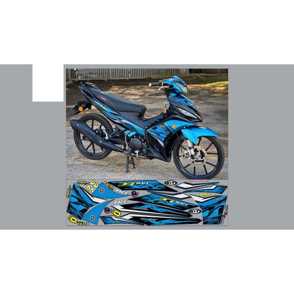 TEM RỜI EXCITER 135 LC135 XANH ĐEN DECAL 3 LỚP