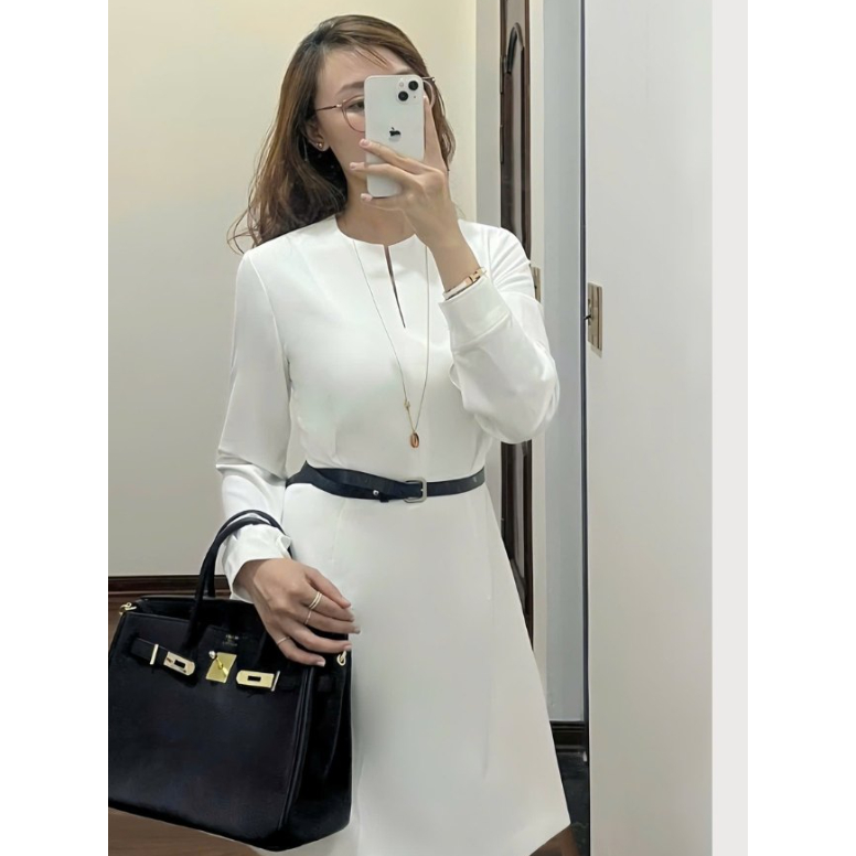 [HA.YN] Váy Cosco V04.06 - Váy trắng cổ chữ V